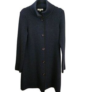 Cocogio Made In Italy Navy Mockneck Full Length Wool Blend Coatigan Size M